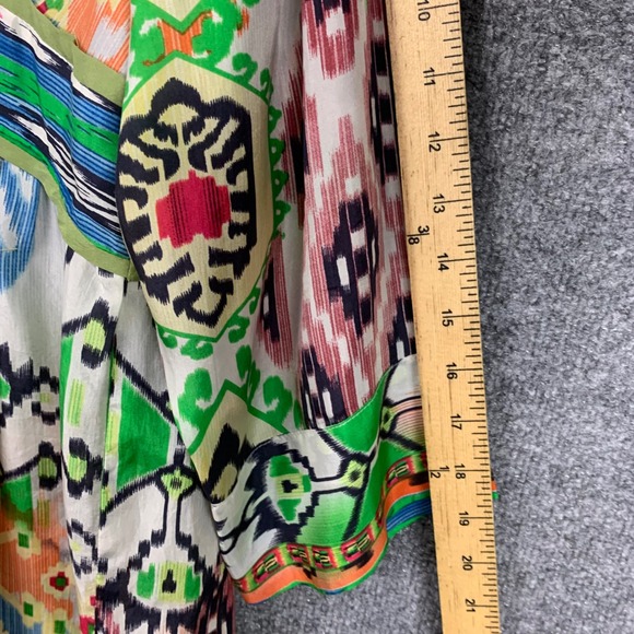 Johnny Was XL Silk Boho Bohemian Embroidered V Neck‎ Tunic Top Blouse - Picture 4 of 9